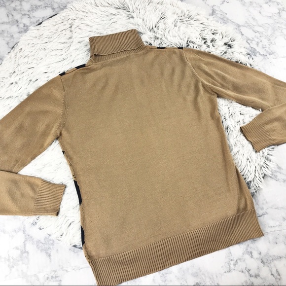 Louben Silk Knit Argyle Turtleneck Sweater EUC - Picture 3 of 6